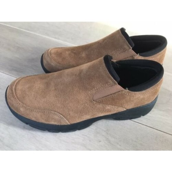 Lands End Women's All Weather Suede Leather Slip On Moc Shoes clogs slip ons 10 - Picture 1 of 9